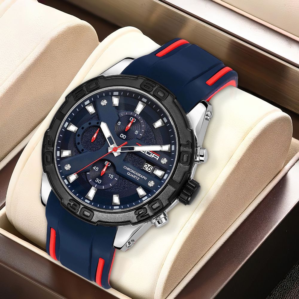 MEGIR Men's Analogue Quartz Sports Wrist Watches Chronograph Luminous Big Face with Soft Silicone Strap 2208 Green MEGIR - Fusion