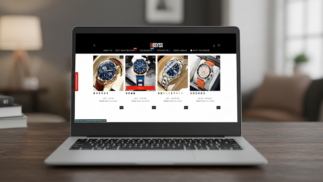 laptop showing the reasons to buy watches online