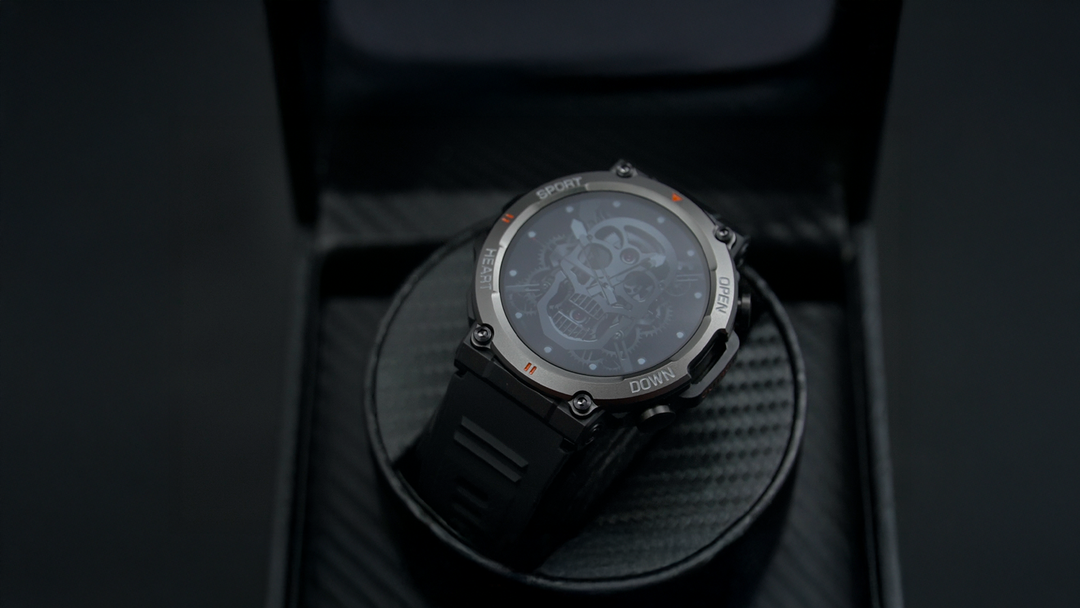one of the top smartwatches placed inside a black box