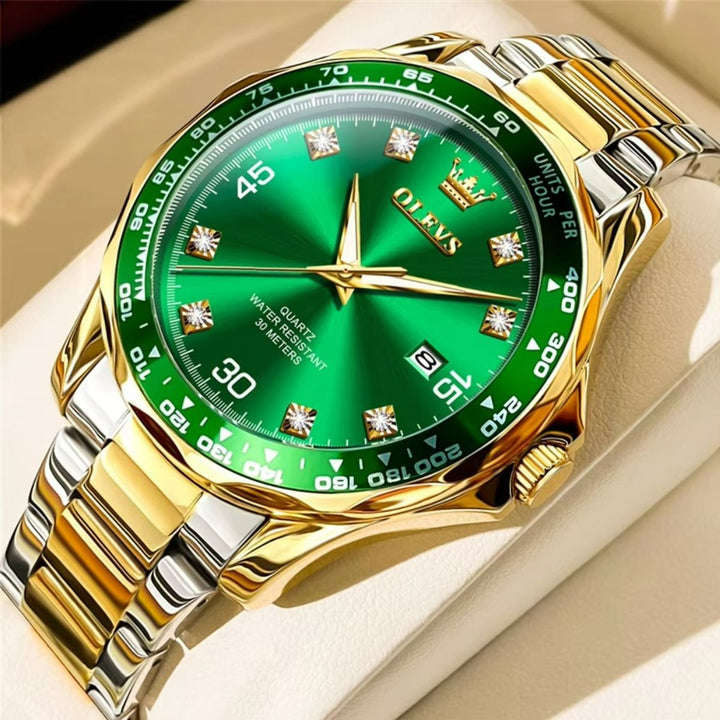 1_aa99dd17-64ba-4887-a712-e65229df779a OLEVS - Époque Silver Gold Green (Steel)