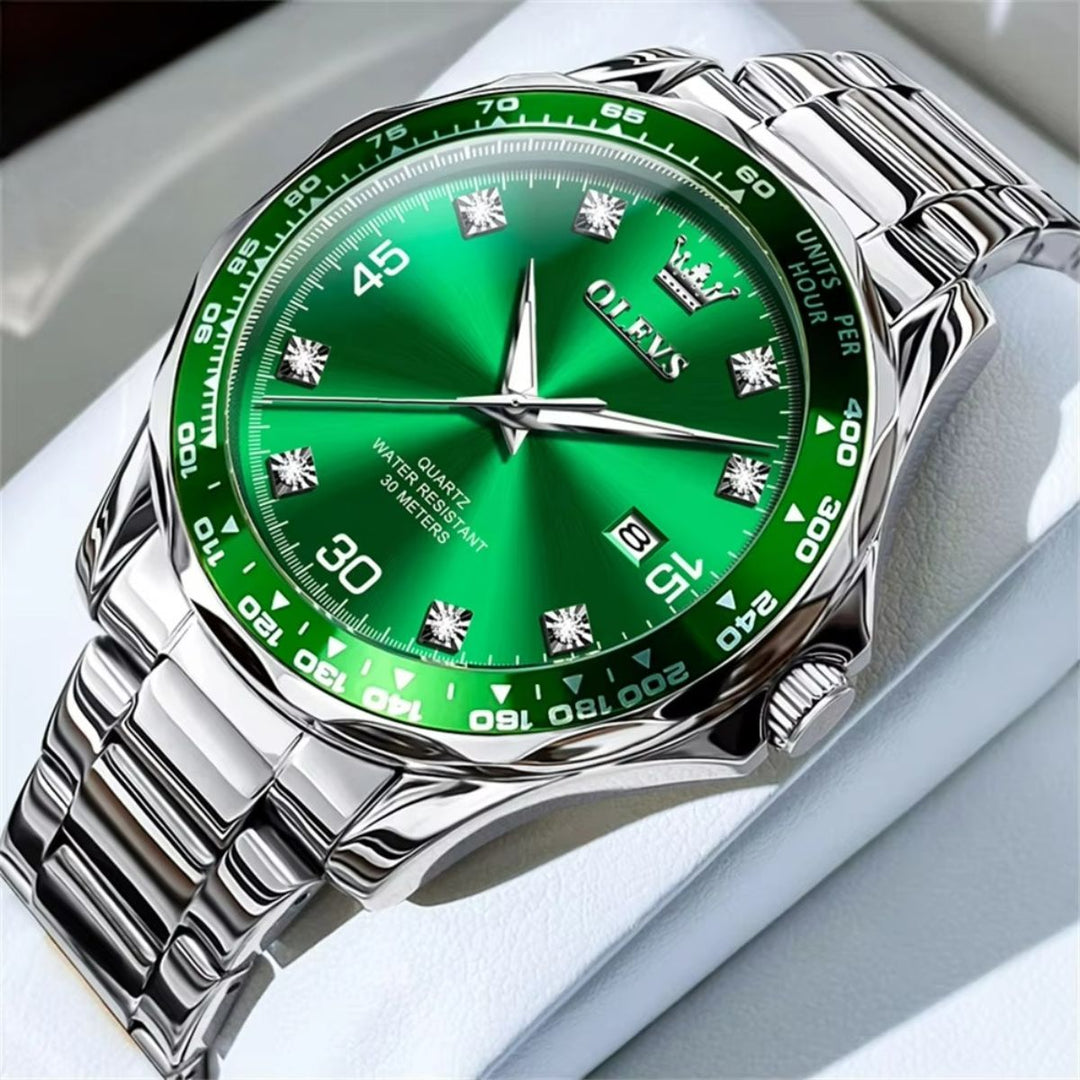 2_e951c486-1b0e-4c8e-bdb9-991b6608a225 OLEVS - Époque Silver Green (Steel)