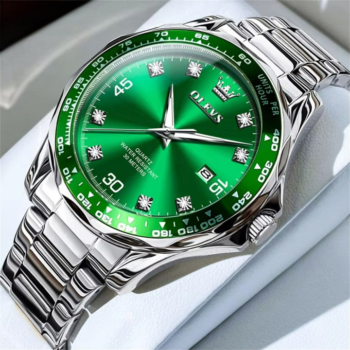 2_e951c486-1b0e-4c8e-bdb9-991b6608a225 OLEVS - Époque Silver Green (Steel)