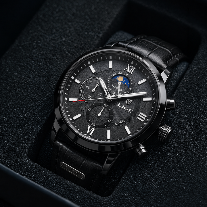 LIGE Classic Sports Watch All Black