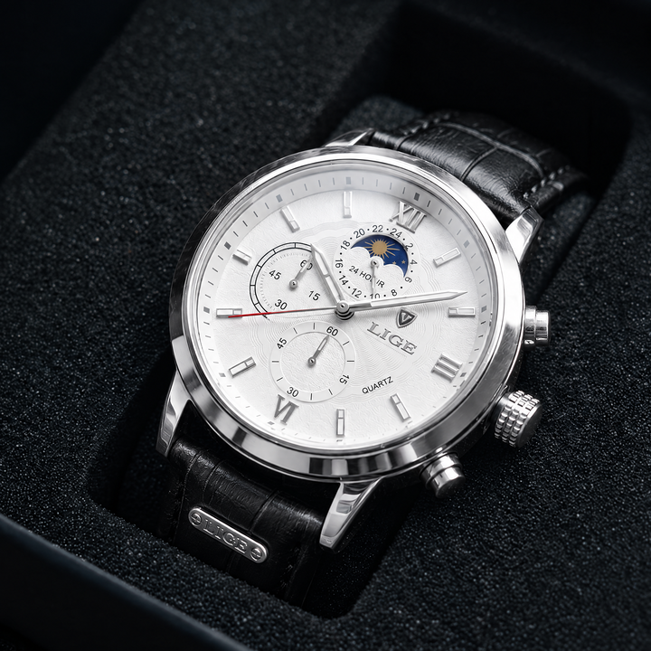 LIGE Classic Sports Watch Silver white