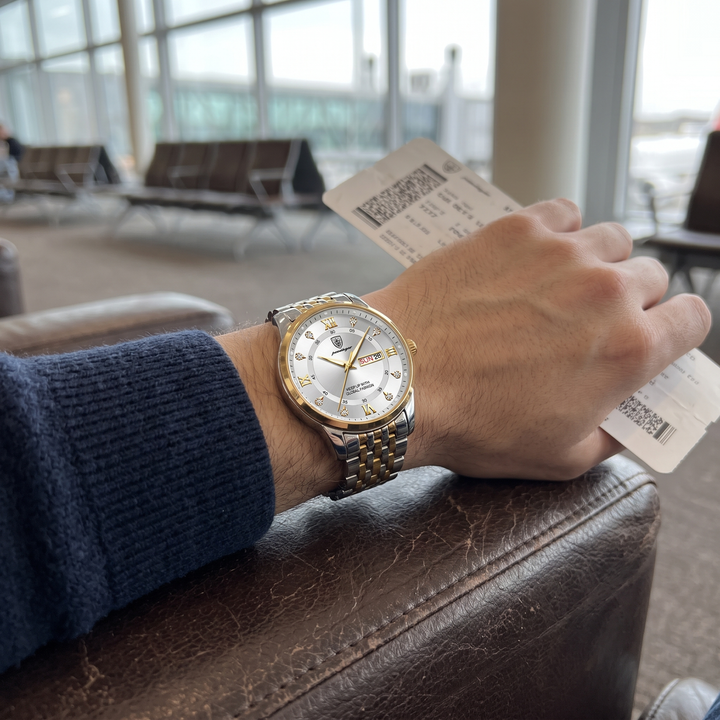 AGR - Aventadori LUXE Gold White on the wrist in a lounge