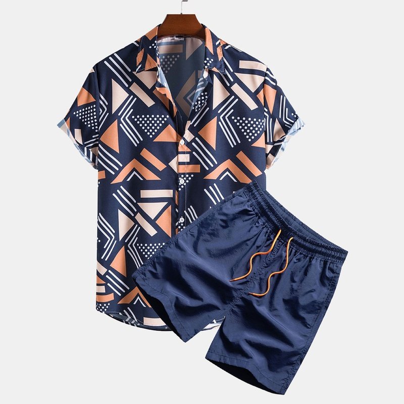 Geometric Shirt And Swim Shorts