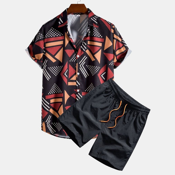 Geometric Shirt And Swim Shorts