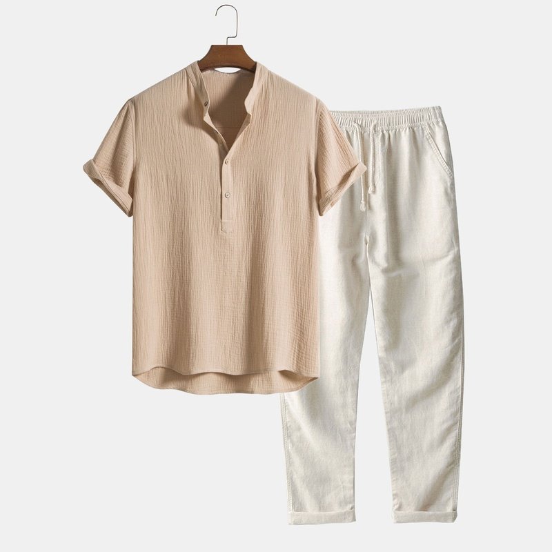 Henley Wrinkled Shirt And Pants