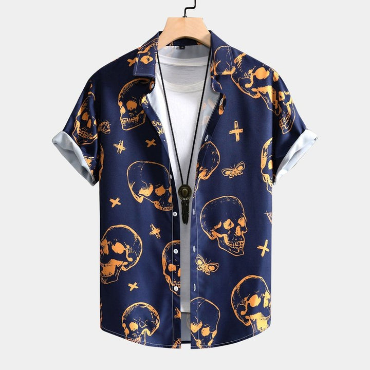 Skull Print Button Up Shirt