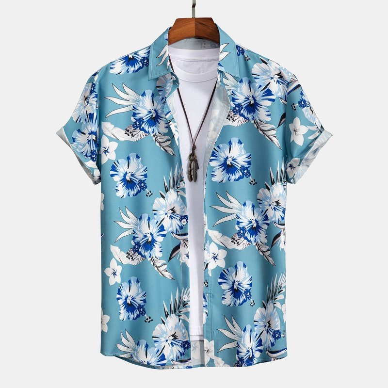 Tropical Floral Print Button Up Shirt