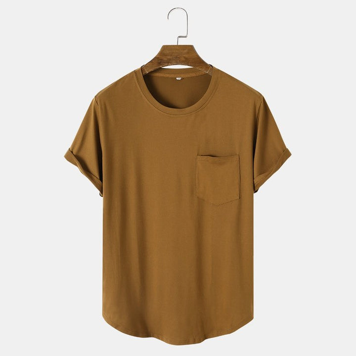Solid Color Basic T-Shirts With Pocket