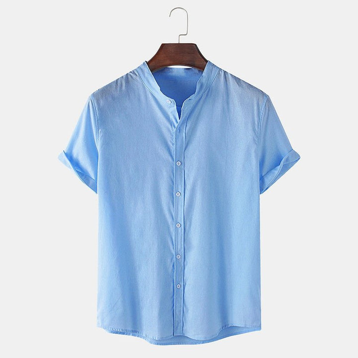 Linen Short Sleeve Basic Shirts