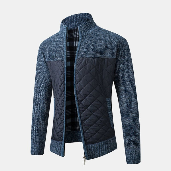 Patchwork-Pullover mit Reißverschluss