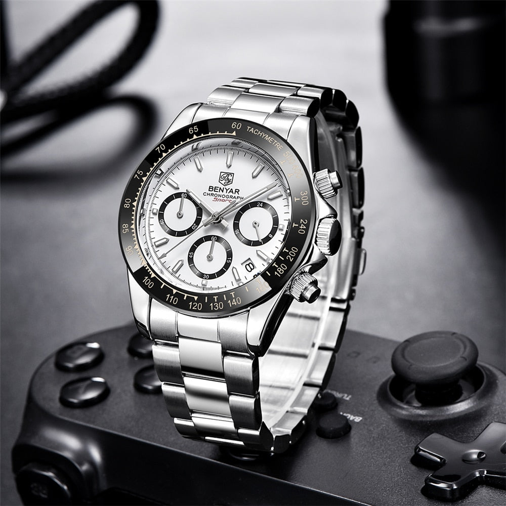 Obsyss B&Y Marksman Herrenuhr Quarz wasserdicht Edelstahl