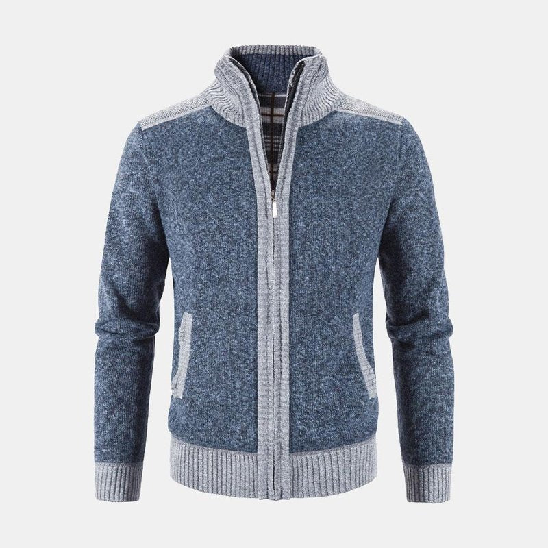 Contrast Zip Up Sweater