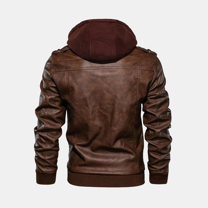Detachable Hooded Leather Jacket