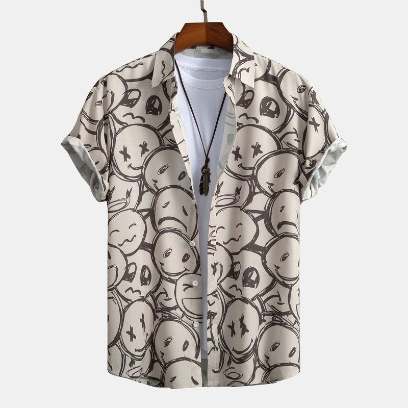 Smiley Print Button Up Shirt