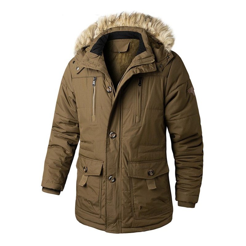Faux Fur Collar Detachable Hooded Coat