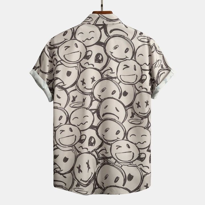 Smiley Print Button Up Shirt